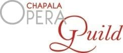 A red and silver logo for the chapala opera guild.